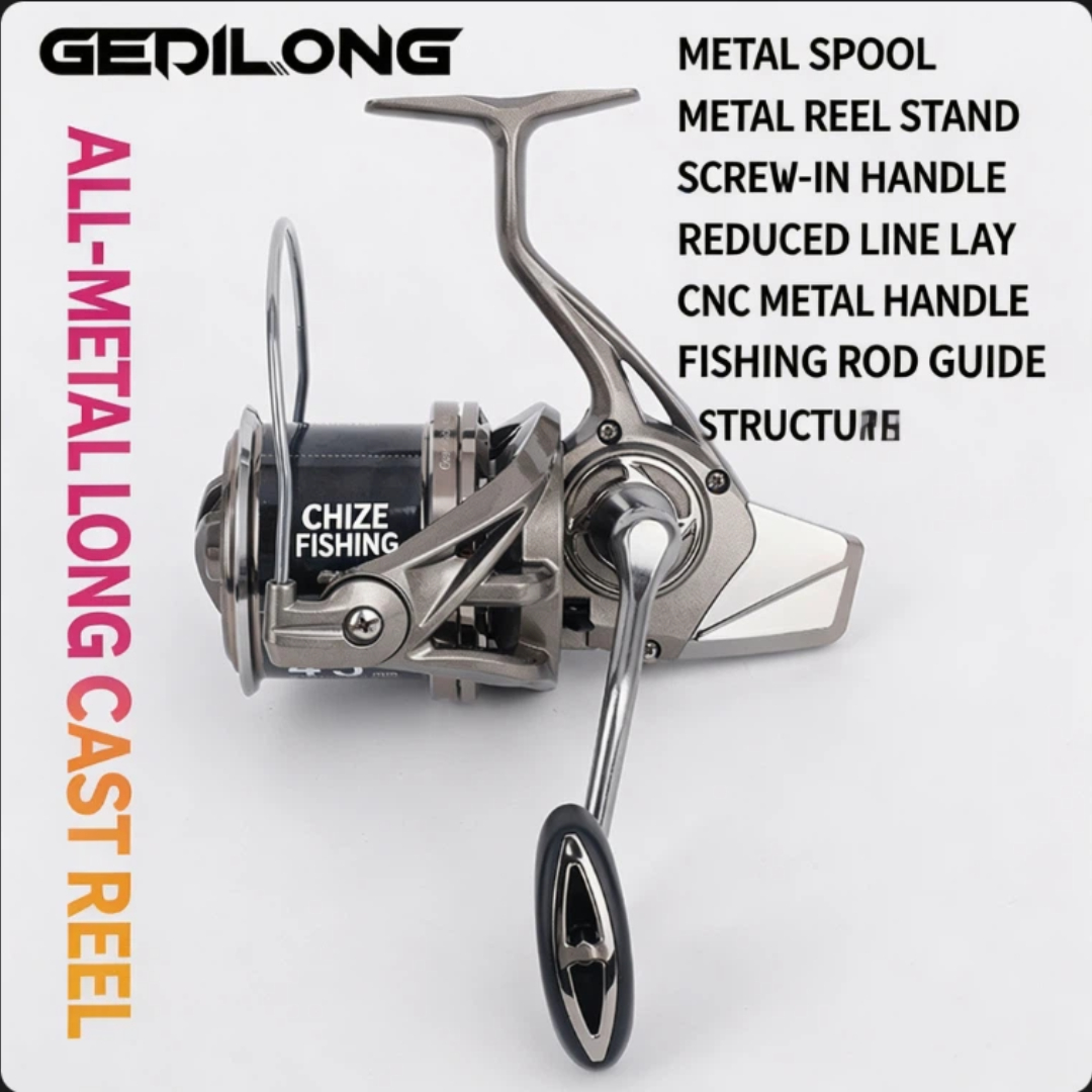 Developing Tank Reel - بكرة صيد GEDILONG معدنية بالكامل للرمي